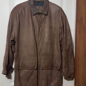 Men's leather full length coat sz L VINTAGE!